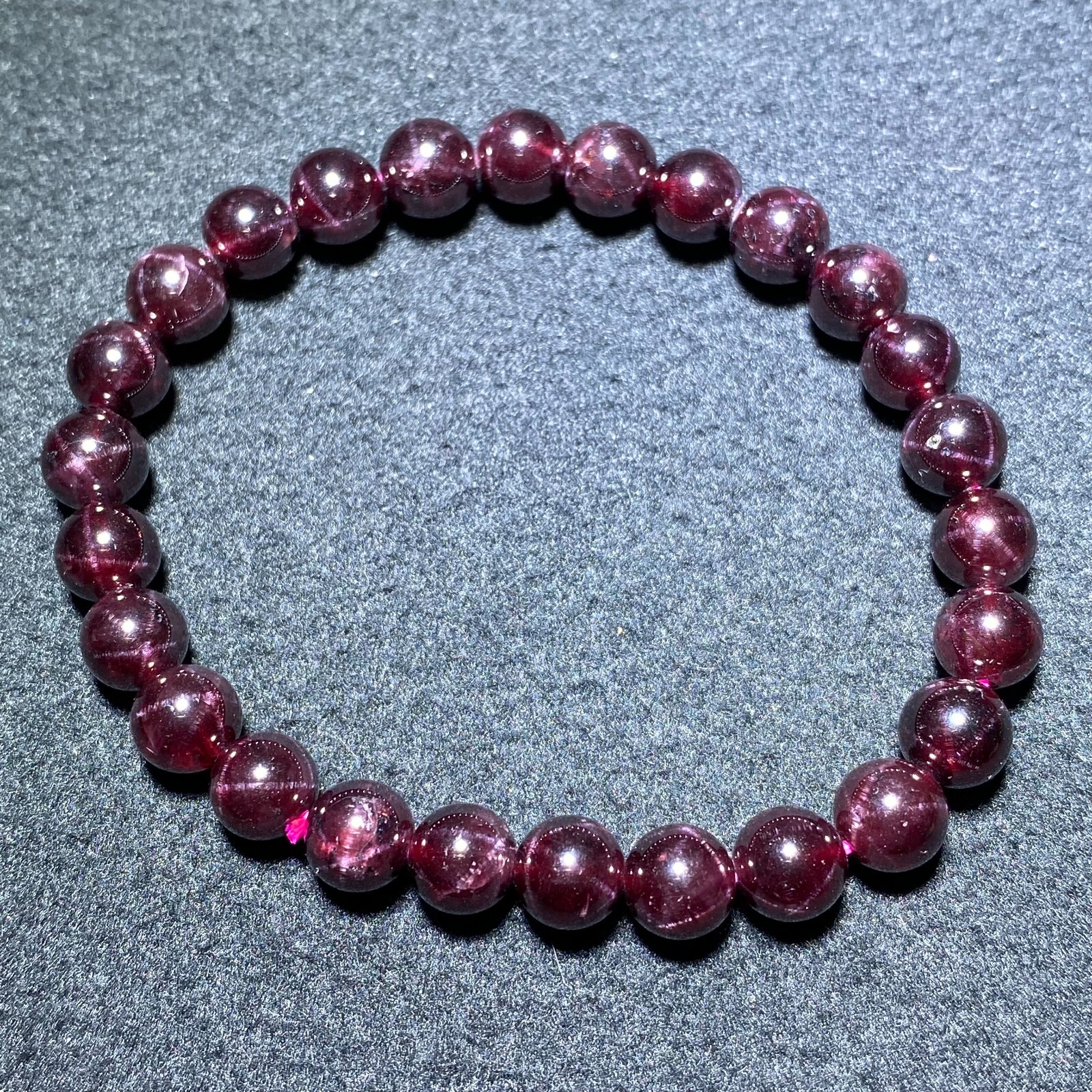 7.6mm Natural Red Starlight Garnet Crystal Beads Bracelet AAAA 1326