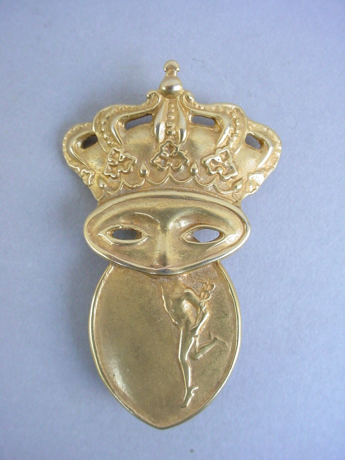 Vtg JADED JEWELS NYC 21k GOLD PLATED GREEK GOD HERMES BROOCH PIN PENDANT ~ LE