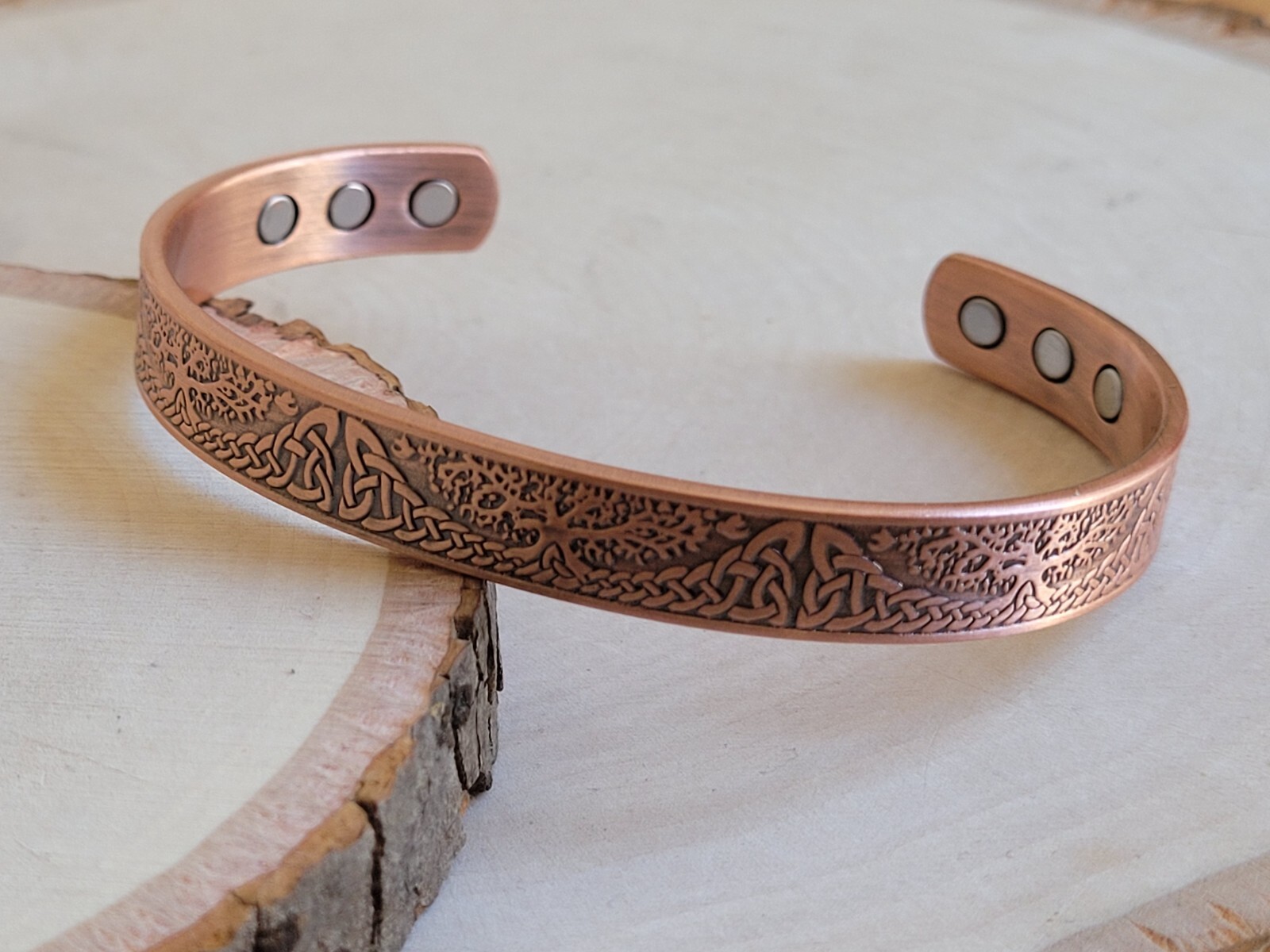 Copper Magnetic 9mm Bracelet – Arthritis Pain Therapy Energy Cuff Tree of Life