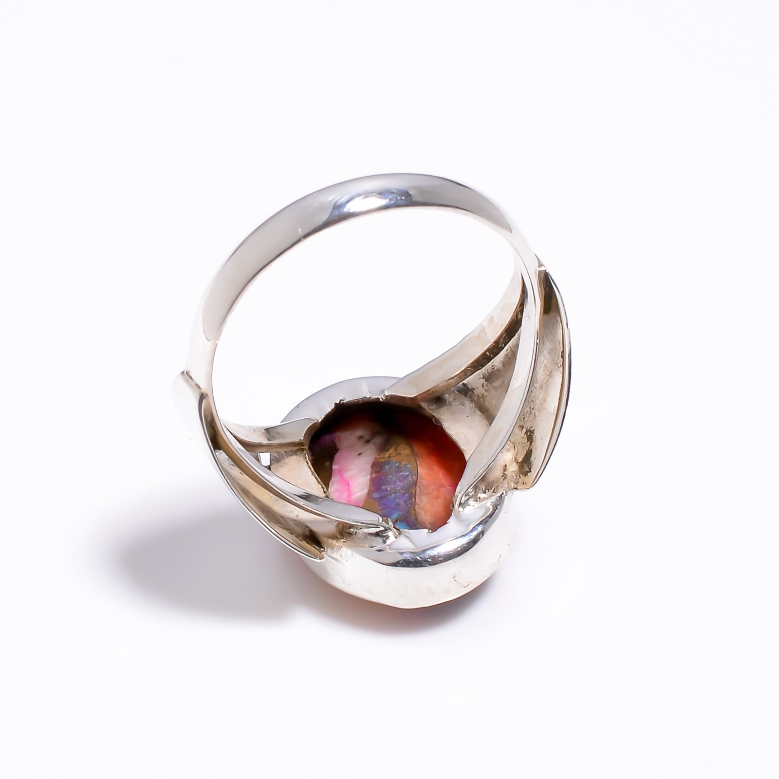 Copper Turquoise Gemstone 925 Silver Handmade Statement Ring Jewelry