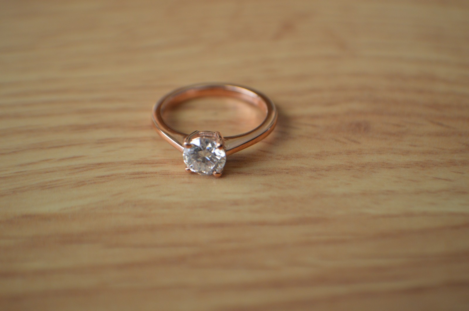 0.75ct Moissanite Solitaire Ring 18k Rose Gold Plated over Fine Silver Size 5