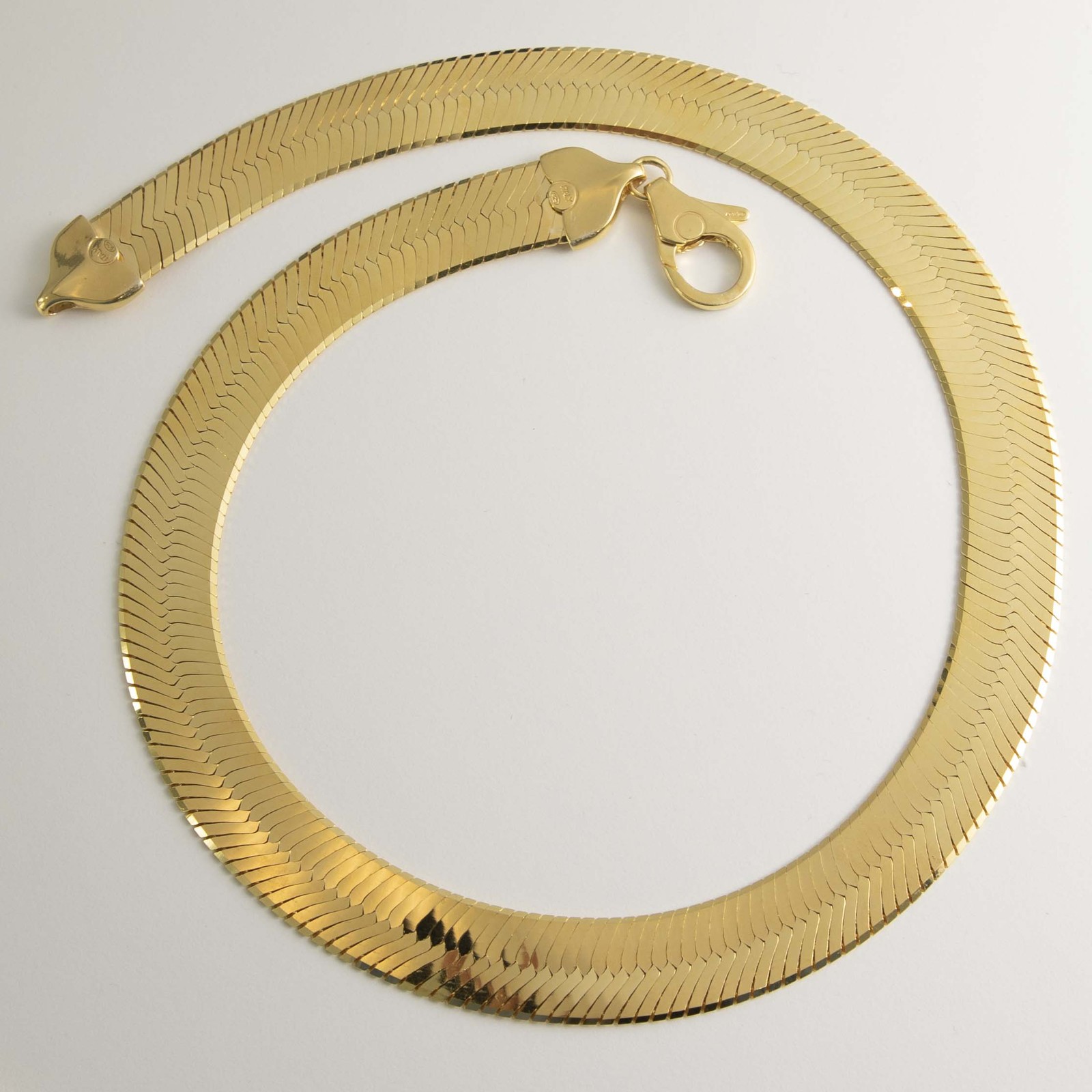 16mm Bold Herringbone Chain Necklace 14K Yellow Gold Plated Sterling Silver 925