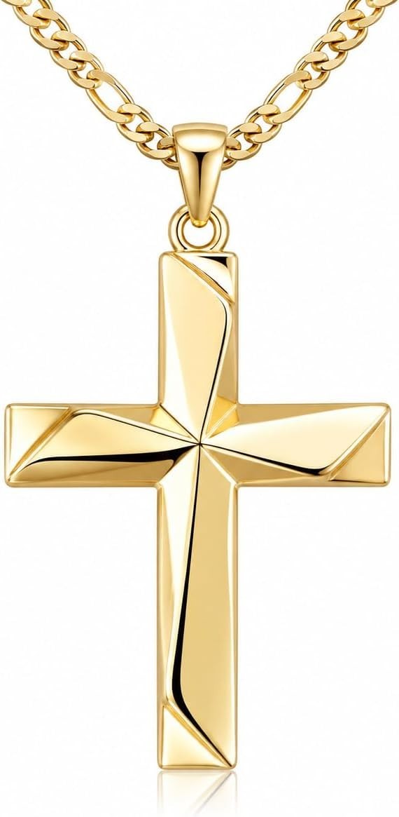Luxurious 14K Gold Cross Pendant – Hand-Polished 3D Design for DIY Necklaces