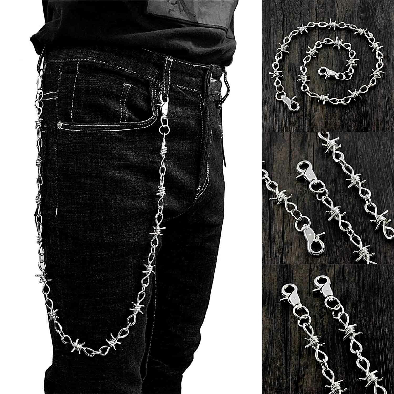 Metal Barb Wire Biker Trucker Jean Wallet Heavy Pants Chain