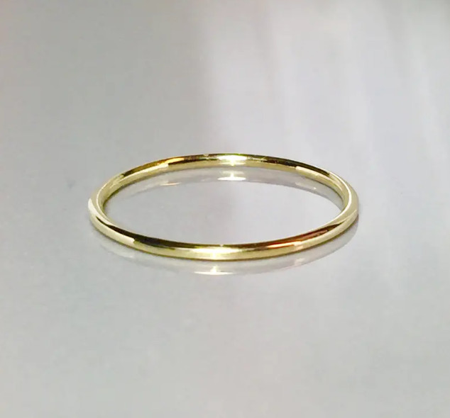 1mm Thin 10k Solid Gold Band, Gold Stacking Rings, Gold Wedding Band, Midi Ring