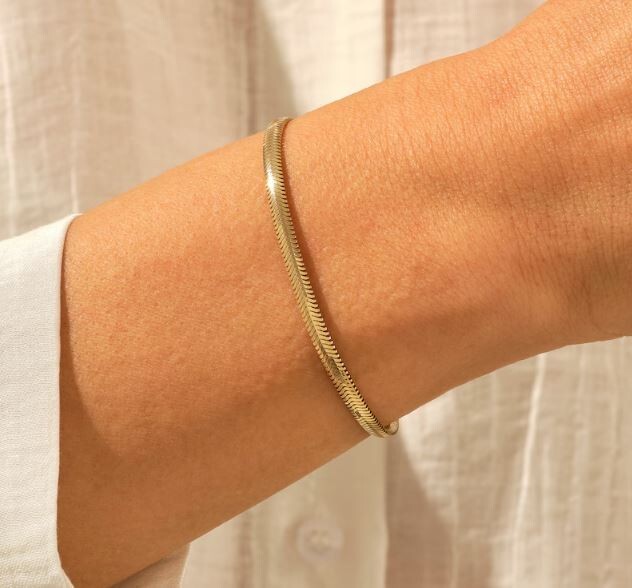 14k Yellow Gold 7″ Oval Snake Chain Bracelet 7.5 gram 5.3 MM