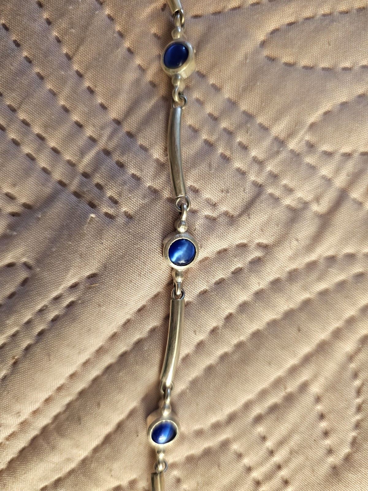 925 Sterling Blue Cat’s Eye Link Bracelet 7.7 Gram