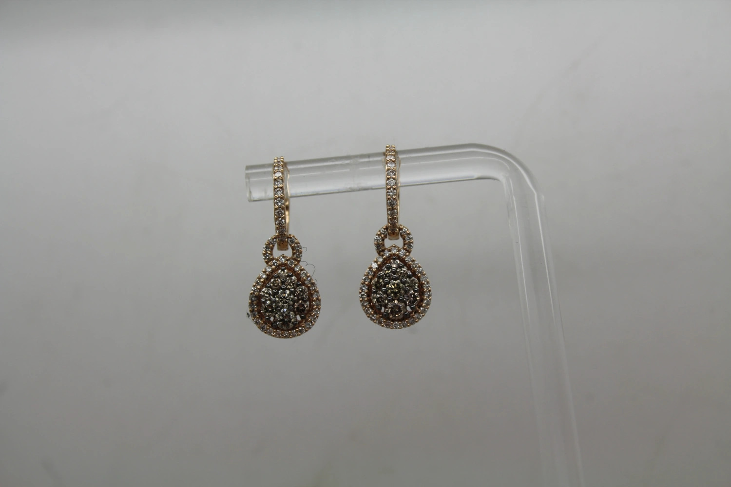 LeVIAN 14k S.G. .50ctw CHOCOLATE .33ctw NUDE DIAMOND earrings #