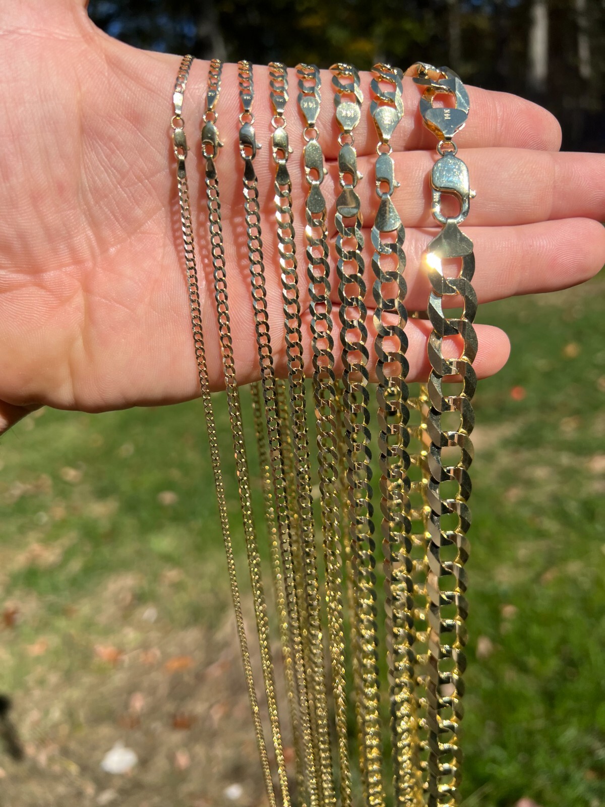 Real Solid 14k Yellow Gold Curb Miami Cuban Link Chain 16-30″ 2.5-12mm Necklace