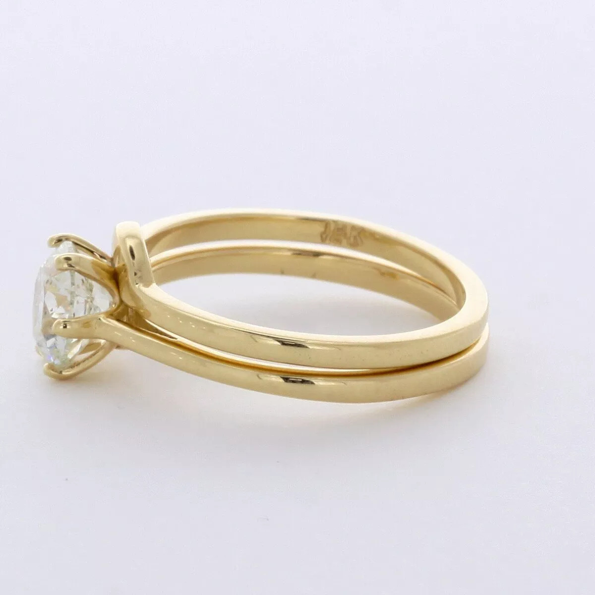 18K Gold Solitaire Engagement Ring Set 1.35 Carat Round Lab-Grown Diamond H VS2