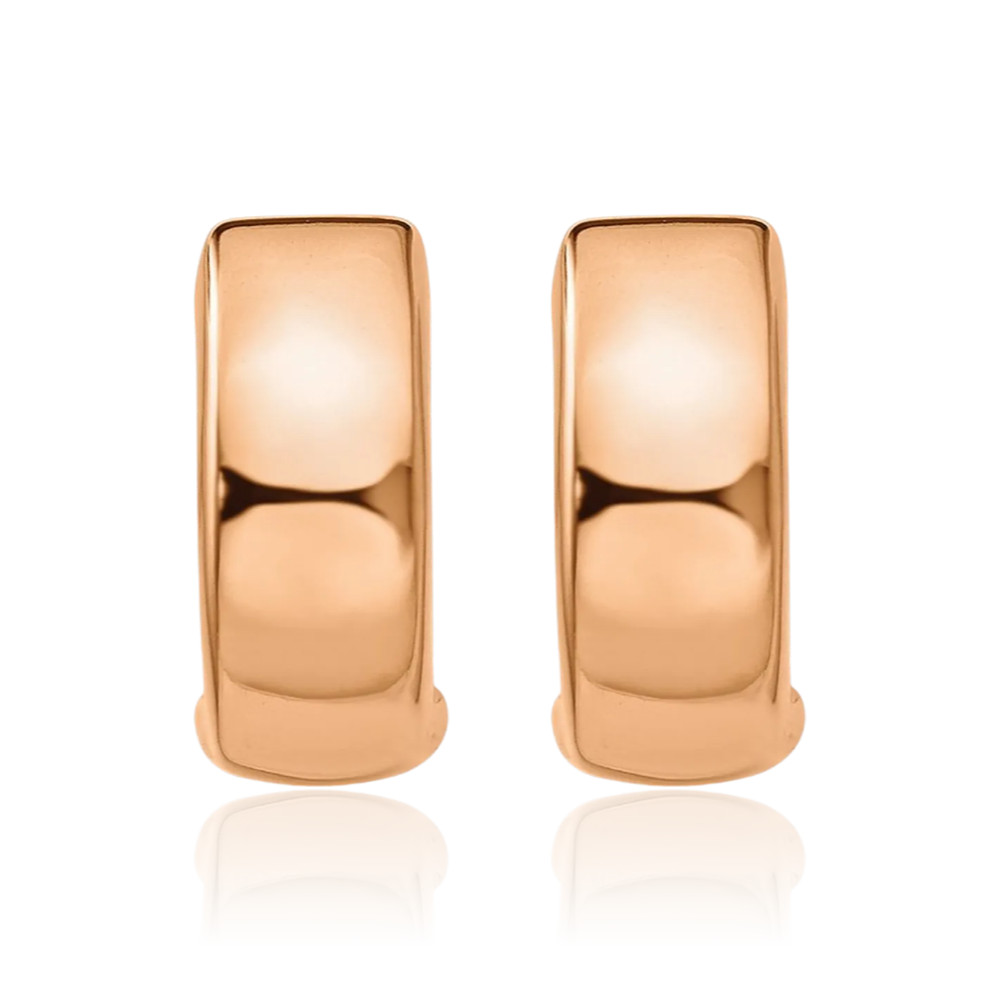 14K Rose Gold Medium Round Huggie Hoop Earrings 15mm 5/8 inch Snap Back