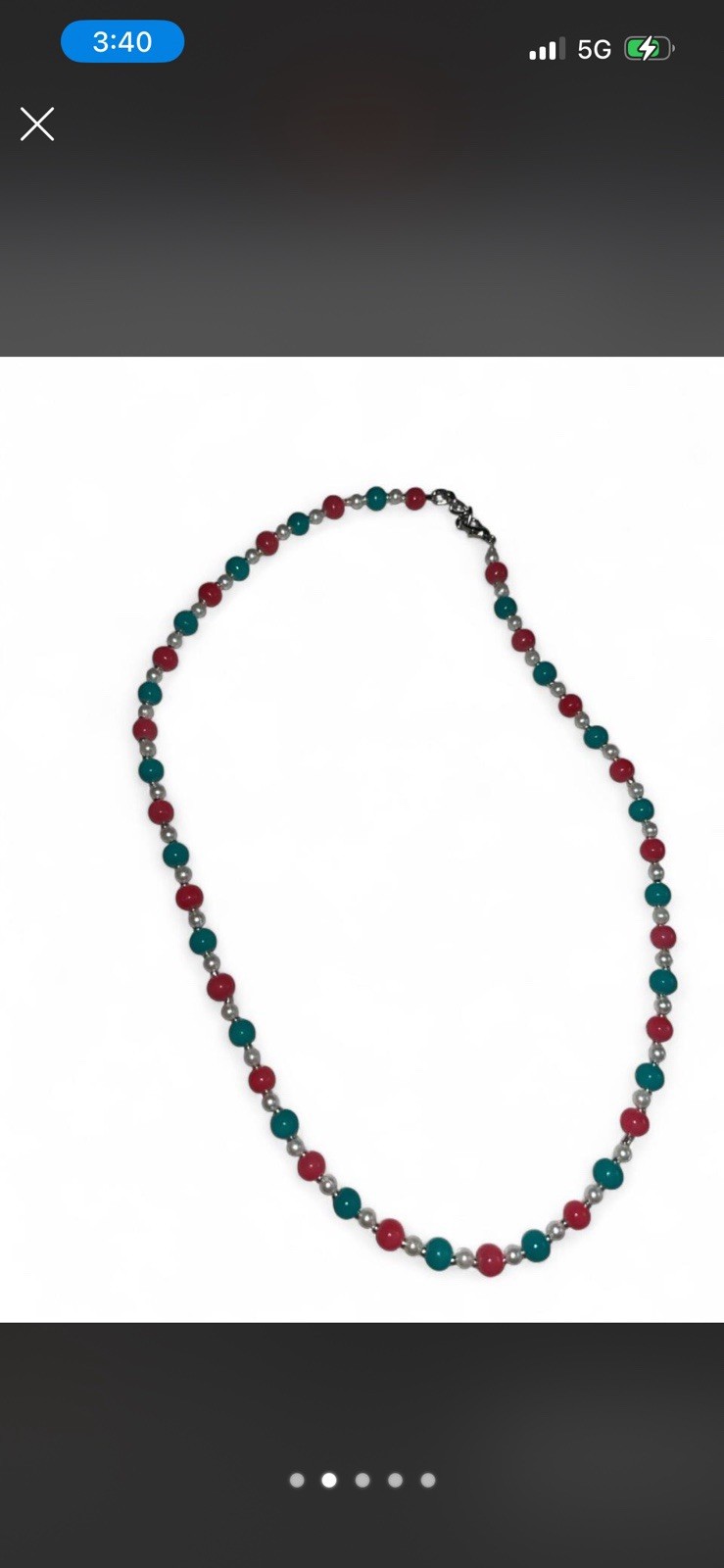 Multicolor Beaded Necklace Round Beads Ball/Bead Chain Metal Lobster Clasp