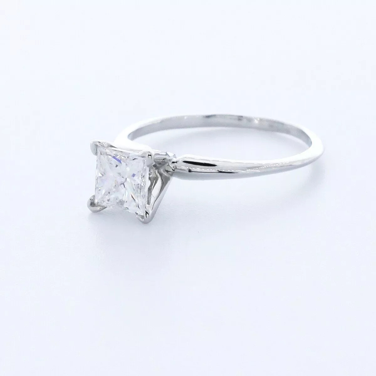 Solitaire Engagement Ring Platinum 1.07 Carat Princess Lab-Grown Diamond E VS2
