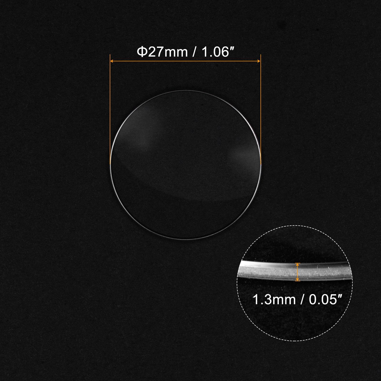 Watch Glass Sapphire Crystal Lens Single Dome 27mm Dia. 1.3mm Thickness Clear