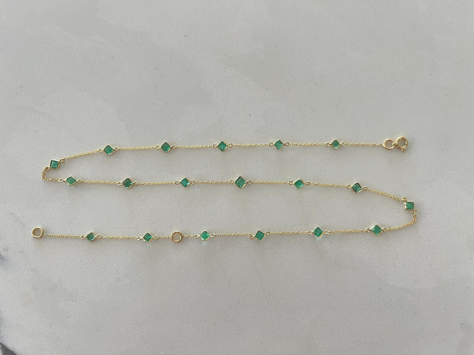 FLASH DEAL Princess Cut Natural Emerald Women’s Wedding Necklace 14K Yellow Gold