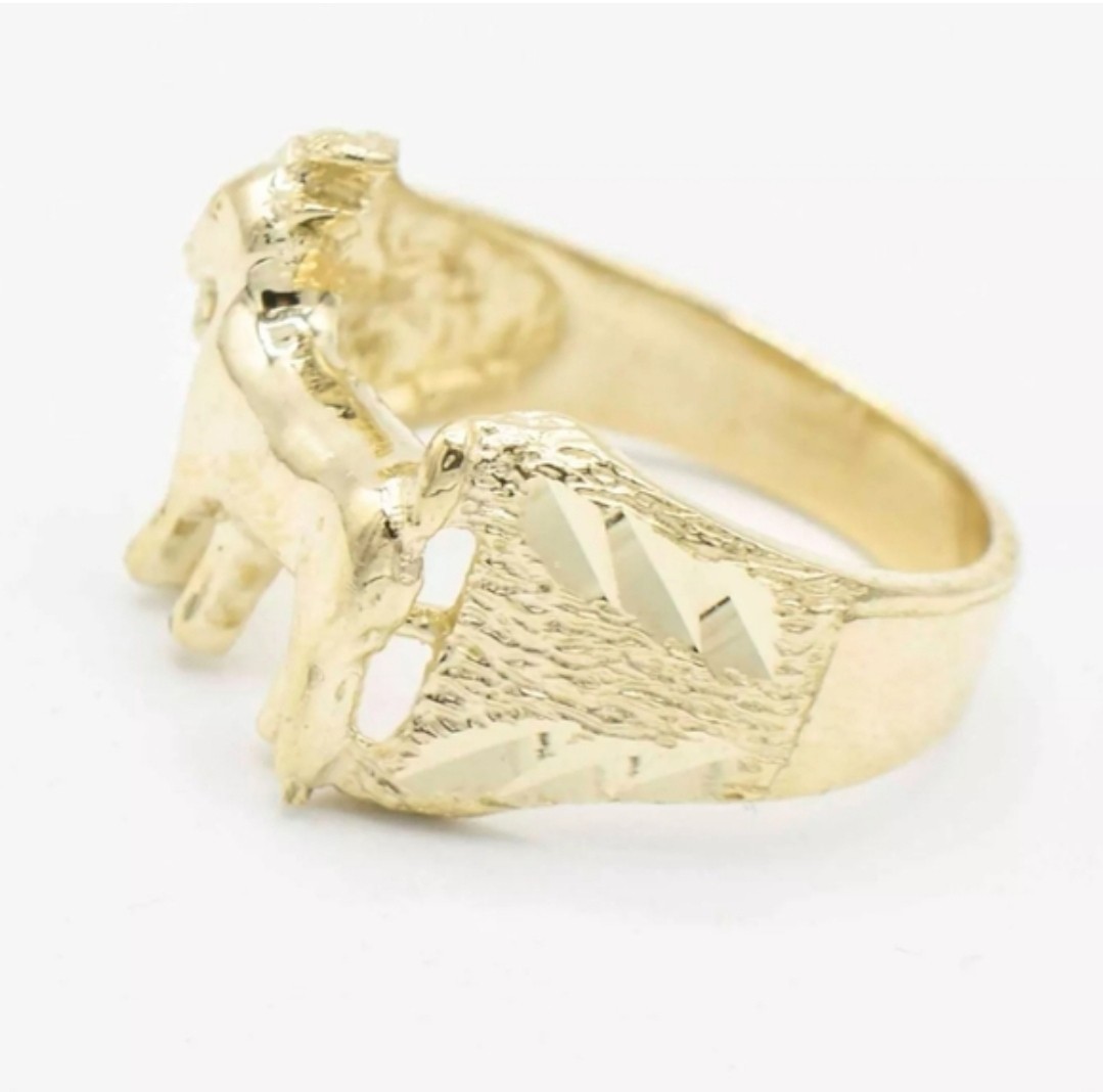 10K GOAT Solid Yellow Diamond Cut Hip Hop Mens Ring