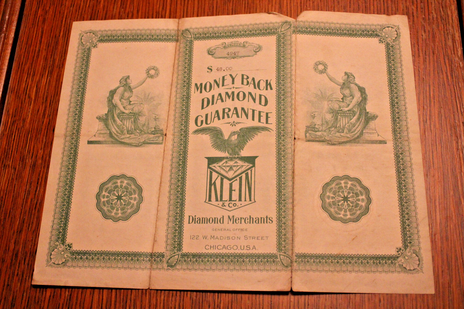 Diamond Merchants Money Back Guarantee 1925