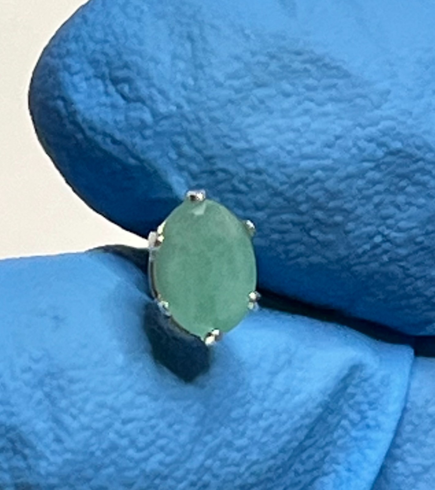 925 Sterling Silver Oval‑Cut Natural Green Aventurine Earrings – Push‑Back Studs