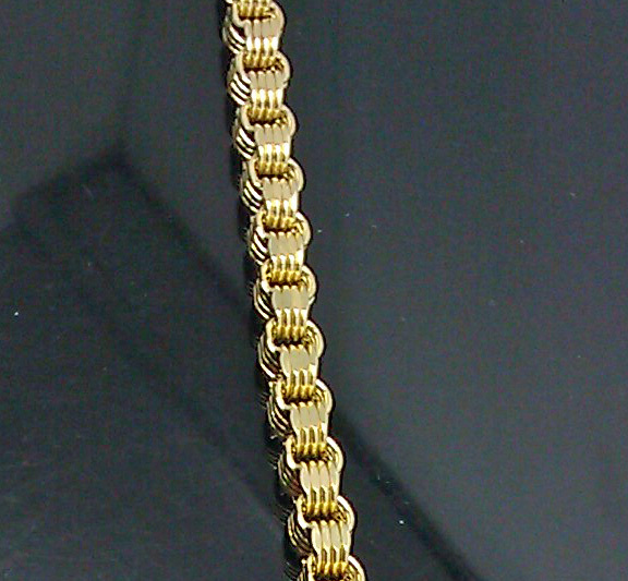 Real 10K Yellow Gold Byzantine Box Link Bracelet 9″ Long 6.5mm
