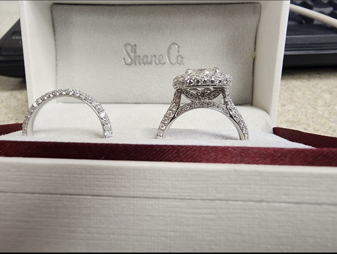 Custom Wedding Ring Set (New) 14k White Gold- Size 7 3/4 Buyer Guarantee