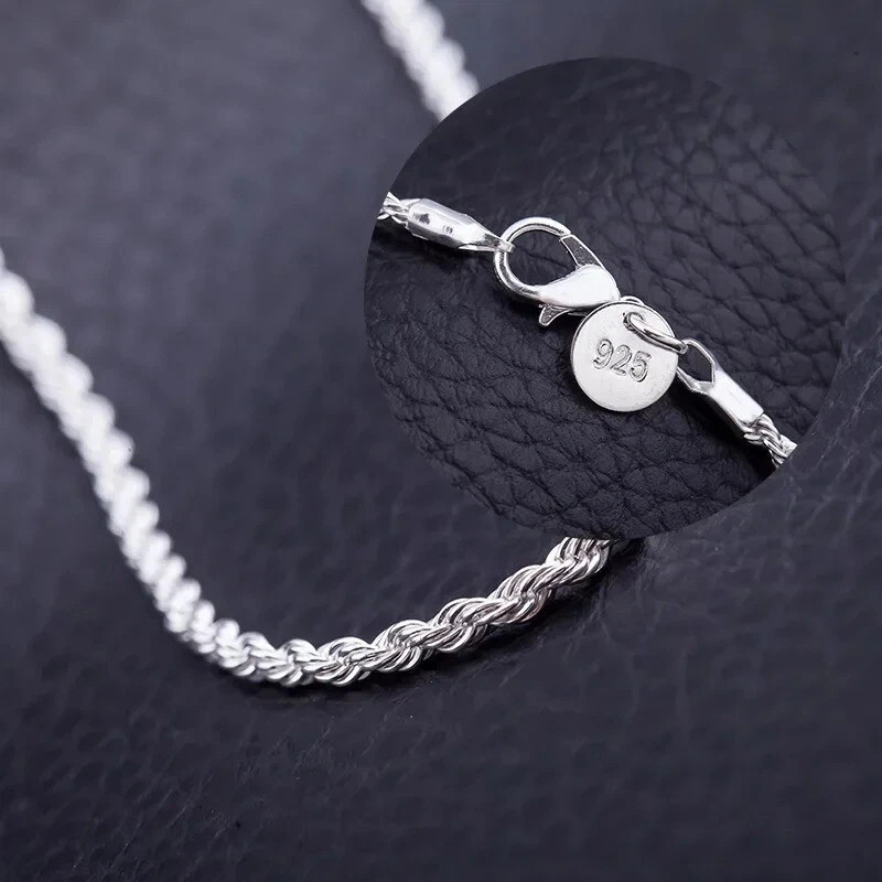 925 Sterling Silver Italian Rope Chain 4MM Necklace Style