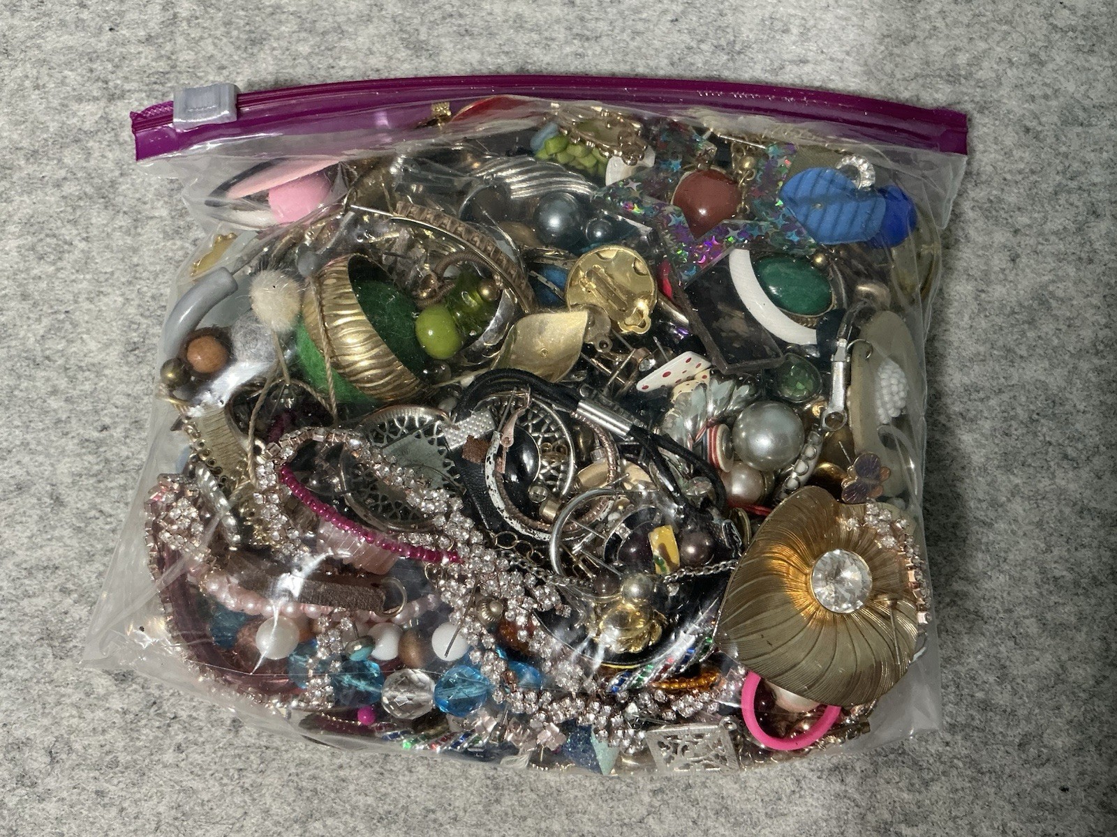 2 LB Mixed jewelry craft Lot 1, Beads CZ Crystals Chains Findings Repair Harvest