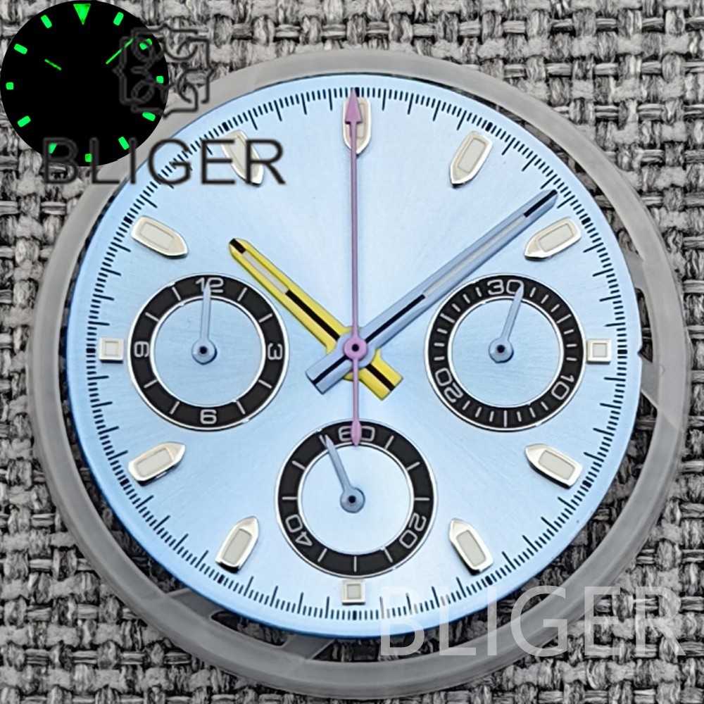 30mm Green Luminous Watch Dial + hands Date Fit vk63 Movement
