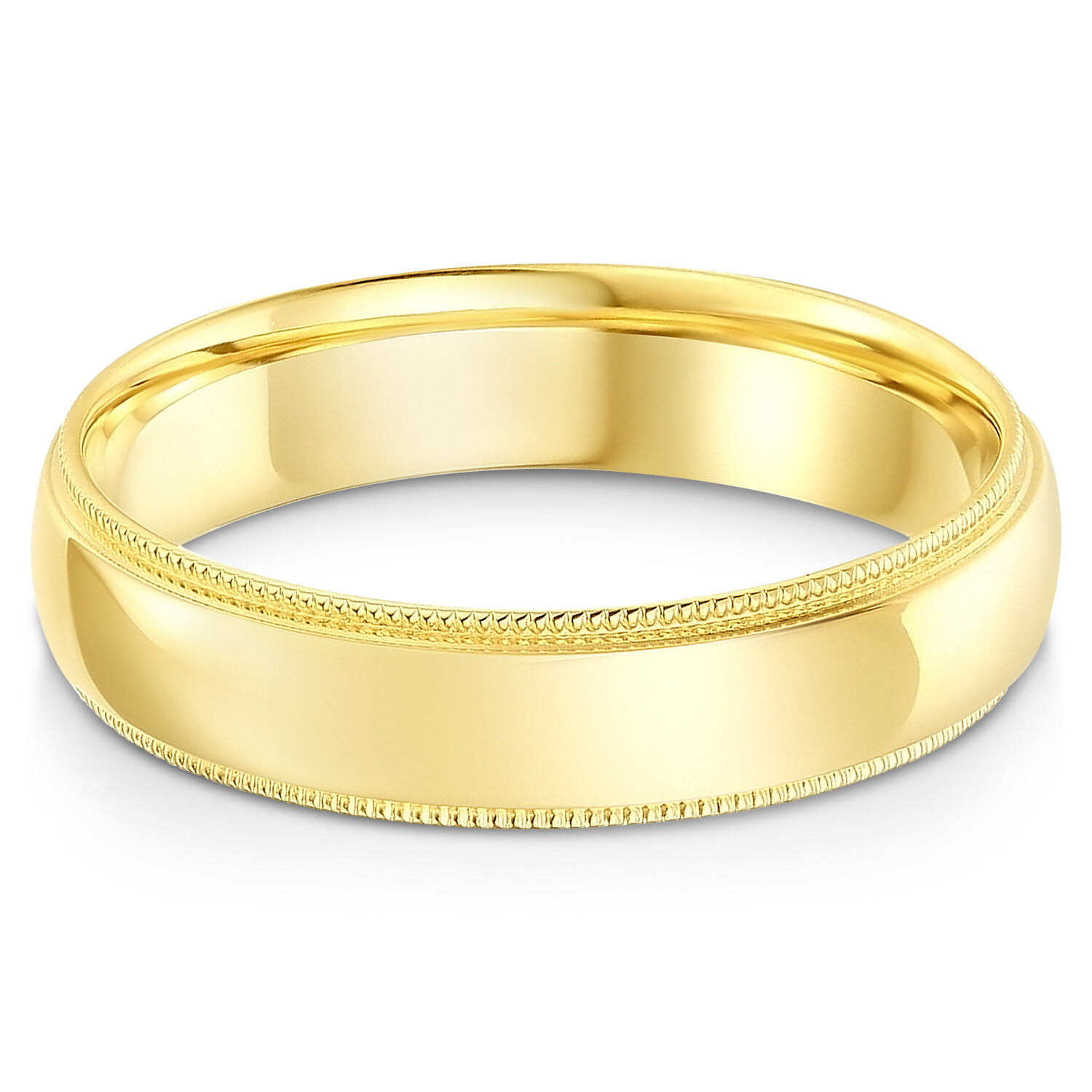 14k Solid Gold 5mm Standard Classic Fit Milgrain Plain Band Ring for Men & Women