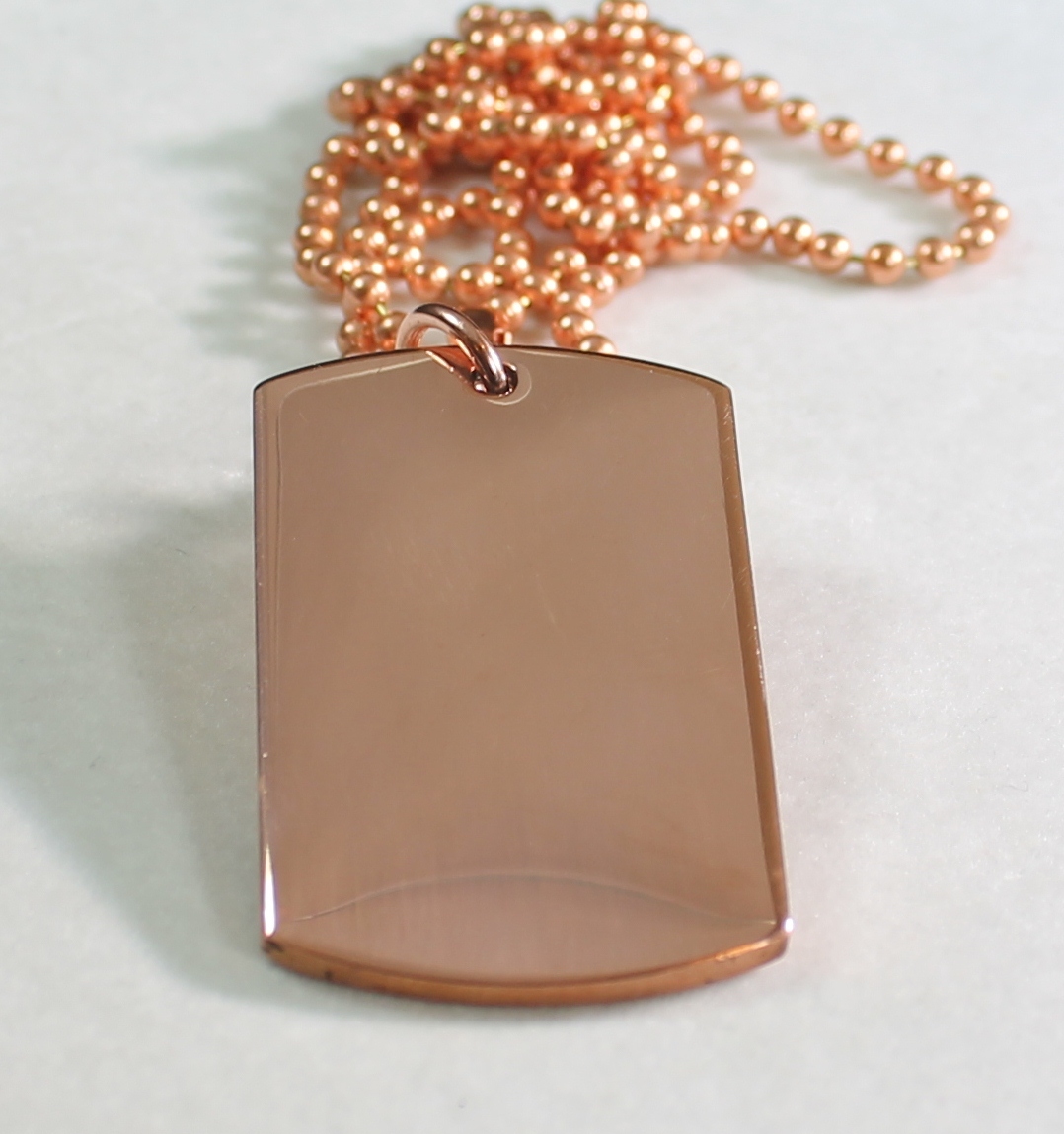 SOLID PURE COPPER HEAVY DUTY POLISHED DOG TAG NECKLACE PENDANT FREE ENGRAVE