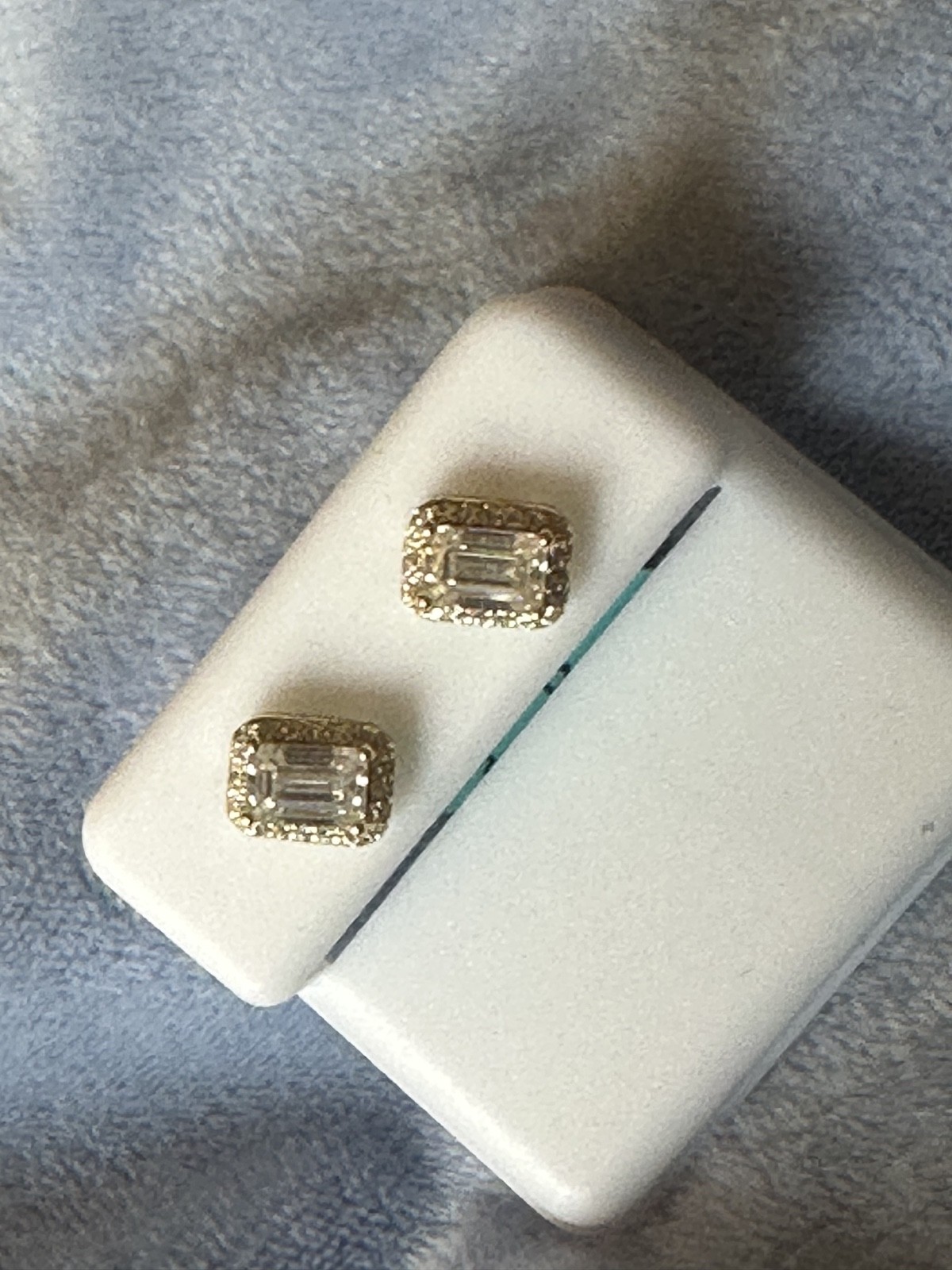 925 sterling silver emerald cut moissanite earrings in gold