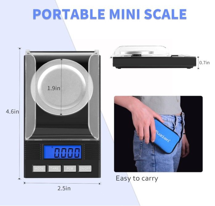 Milligram Scale 50g/0.001g, Powder Scale 6-in-1 Kit | Includes Soft Carry Bag