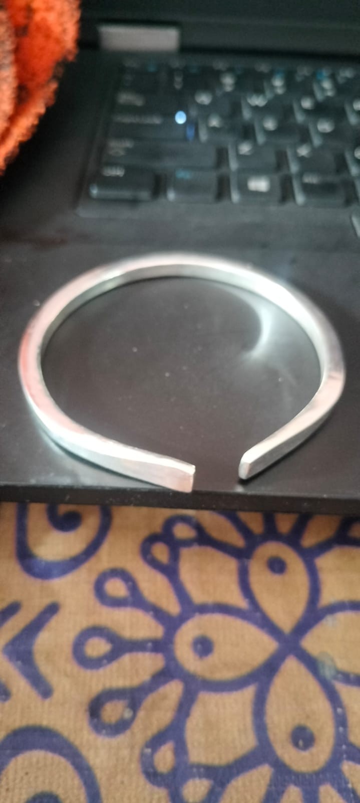 hammered 925Sterling Silver Cuff Bracelet, Minimalist Rustic Bangle