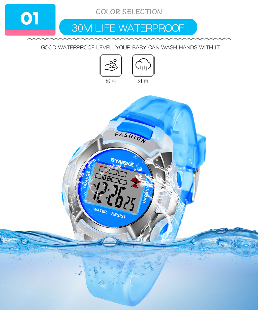 Children’s Waterproof Watch Electronic Digital LED Watch Boys&girls Sports Watch
