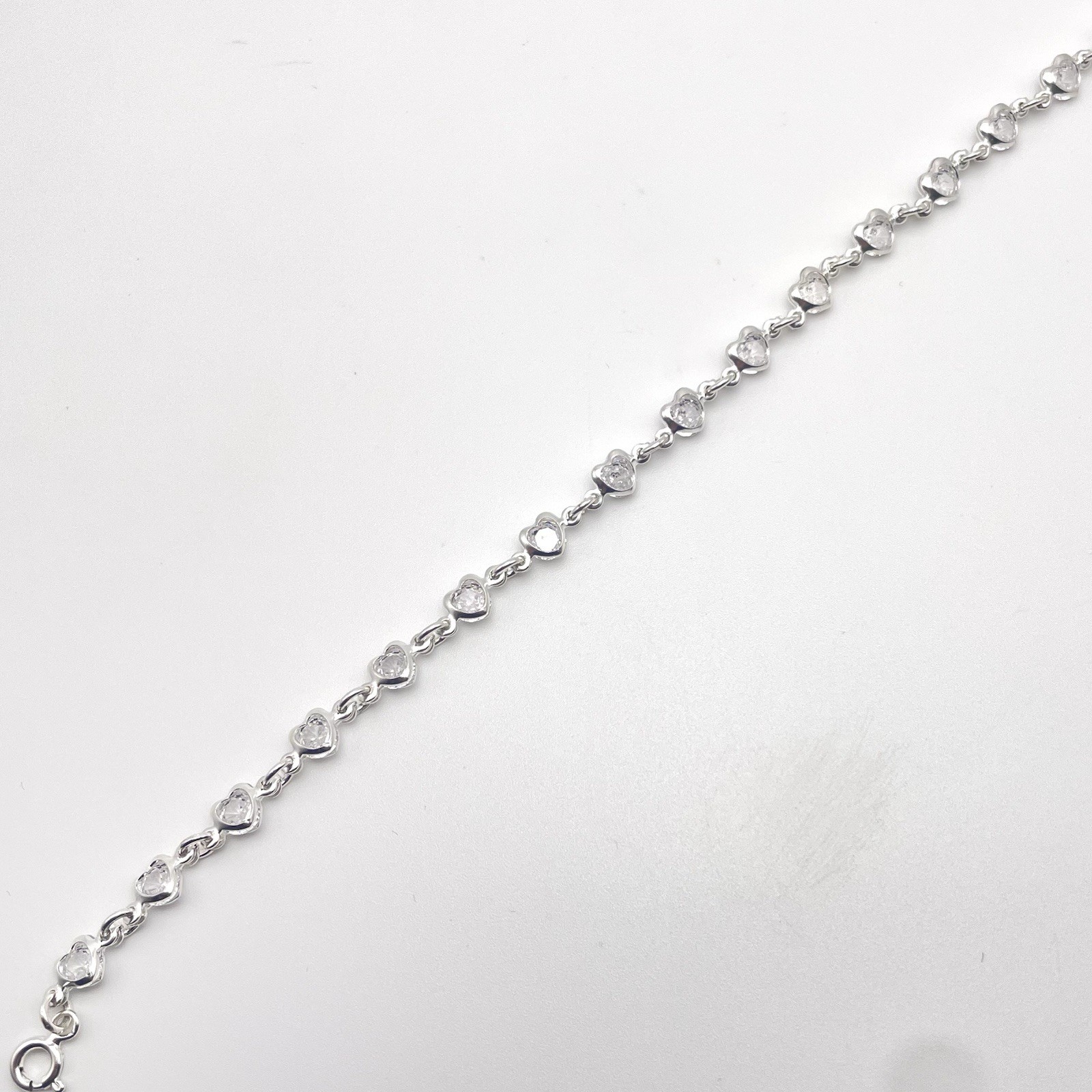 925 Sterling Silver Linked Hearts Bracelet – Adjustable 7.5-8.5in