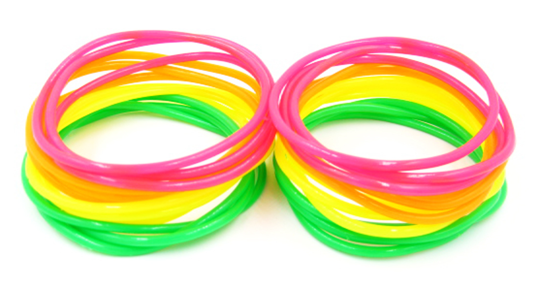 New High Quality 24 Piece Neon Colored Jelly Bracelets #B1008-24