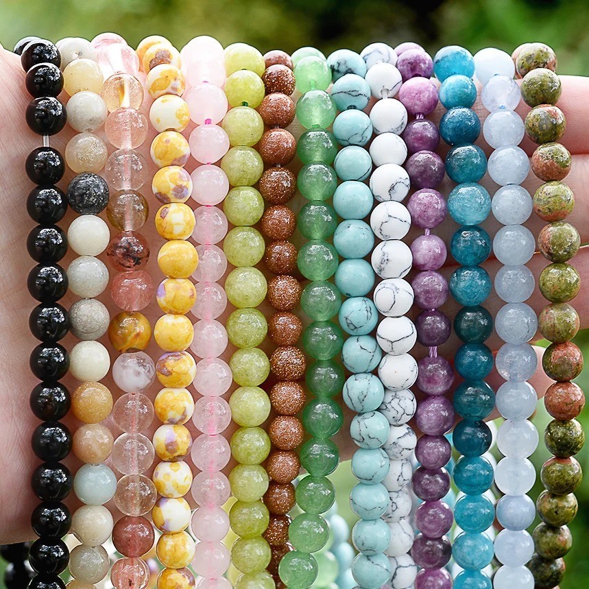 Natural Gemstone Round Spacer Loose Beads Jewelry Making 4mm 6mm 8mm 10mm 12mm