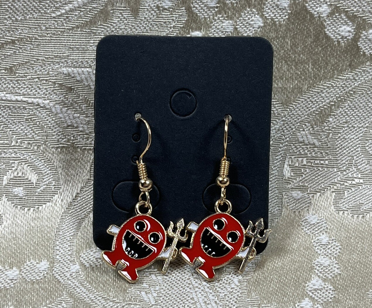 Vintage Burning Man Halloween Gold Dangle Fashion Bohemian Casual Fun Earrings