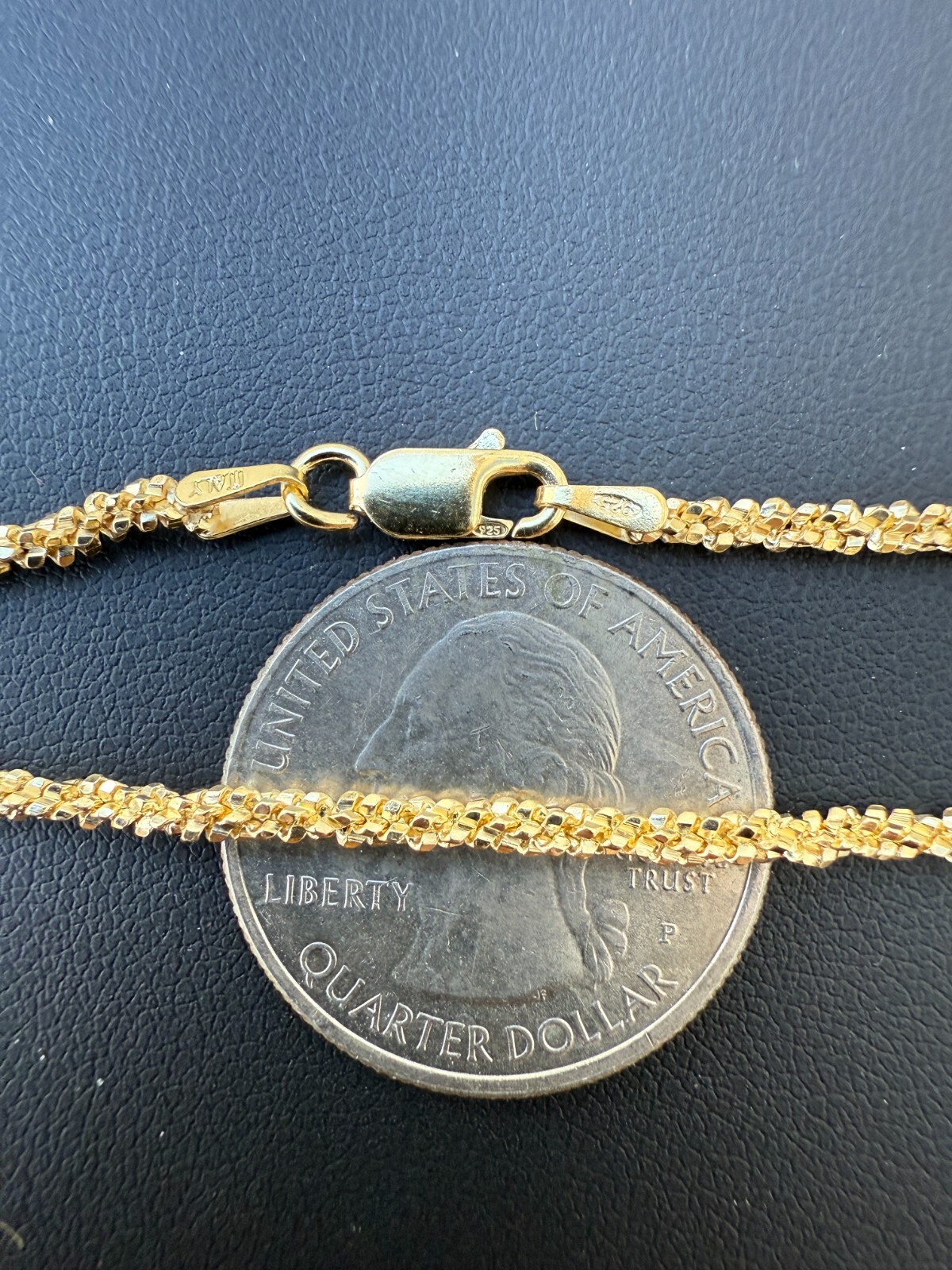 Real Solid 14k Gold Vermeil 925 Silver 3mm Sparkle Rope Bracelet 6-8.5″ Long