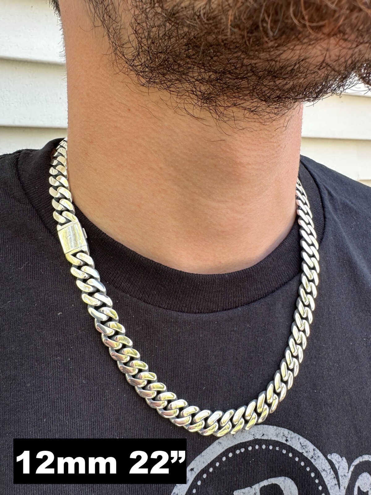 Miami Cuban Link Chain Necklace / Bracelet Real 925 Silver Sleek Clasp 6-12mm