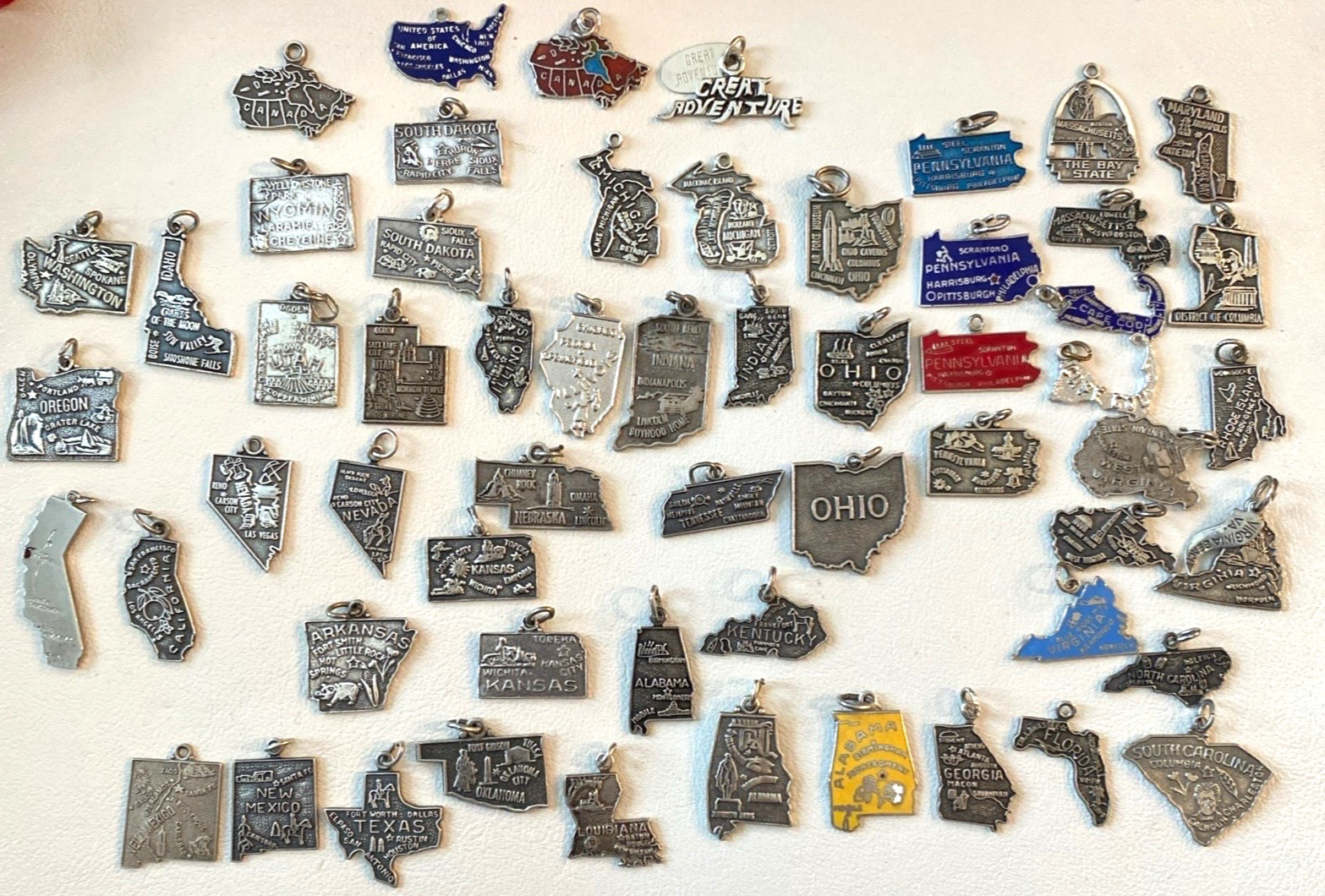 Vintage Sterling Silver US Map Charms CHOICE