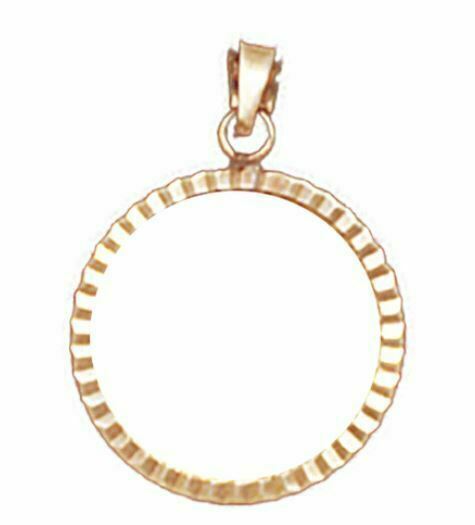 14K Yellow Gold DIAMOND CUT DIE STRUCK BEZEL 1/10 American EaglePendant
