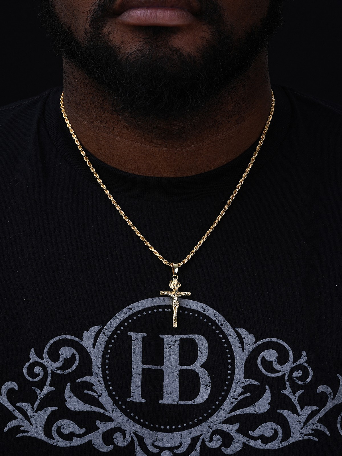 Real Solid 925 Sterling Silver Plain Inri Cross Jesus Crucifix Pendant Necklace