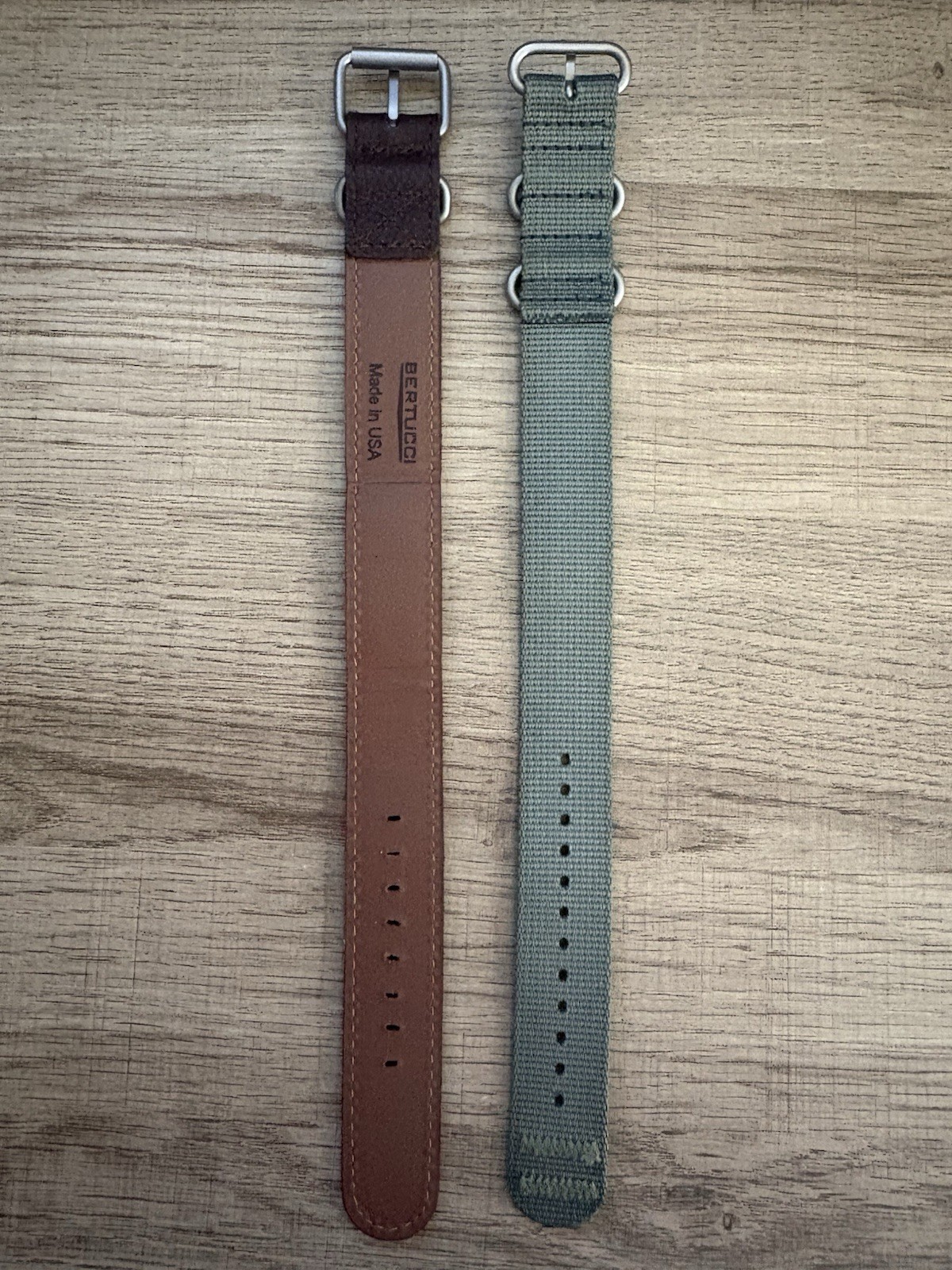Bertucci A-2S Black Dial with Green Nylon Strap and Brown Leather Strap