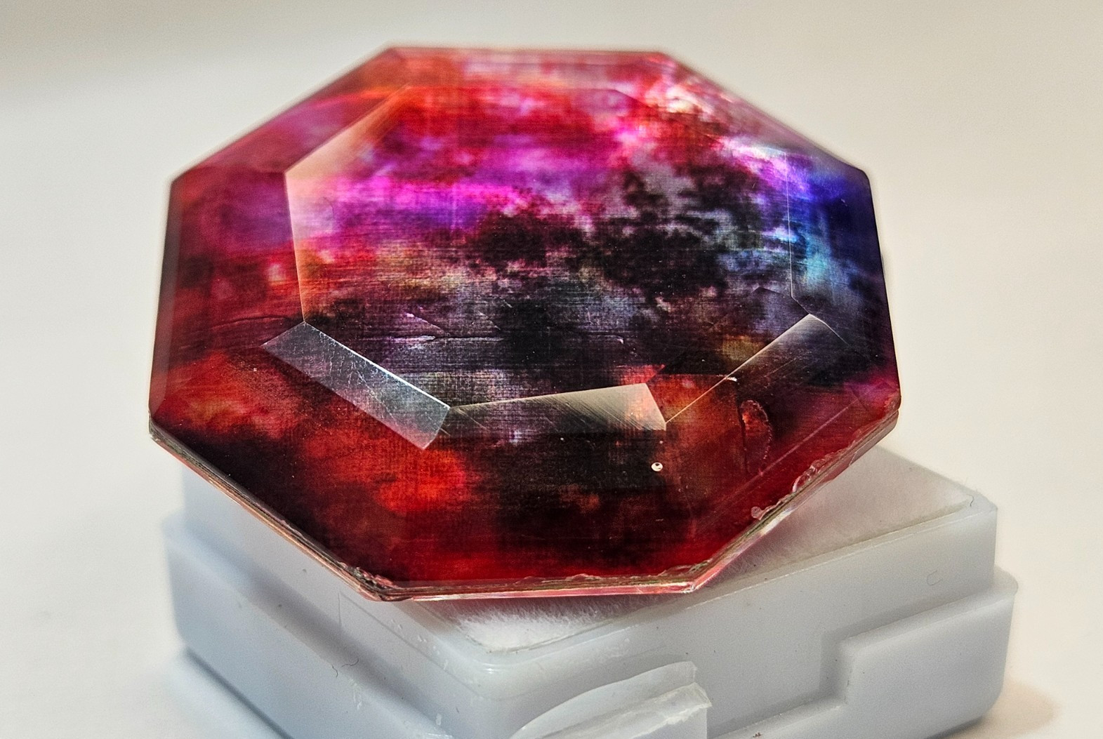 Opal-like Organic Doublet Opal HUGE Ammolite Hexagon Cut 65 Ct Gemstone