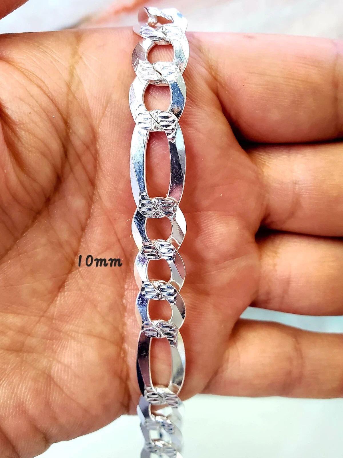 Solid 925 Sterling Real Italian Silver Figaro link Chain Necklace Men and Women