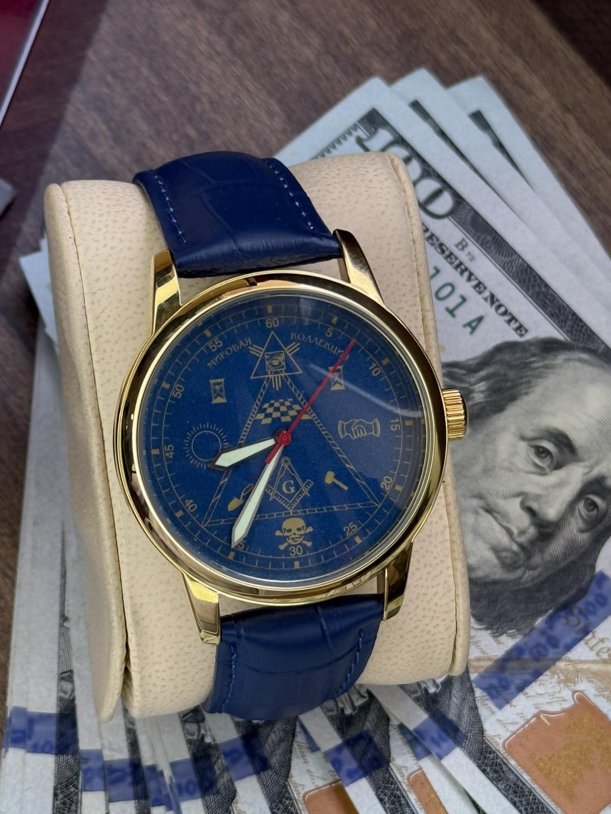 Mason Raketa 1990s Watch,Blue Soviet Mechanical Skull Men’s Wrist Pyramid USSR