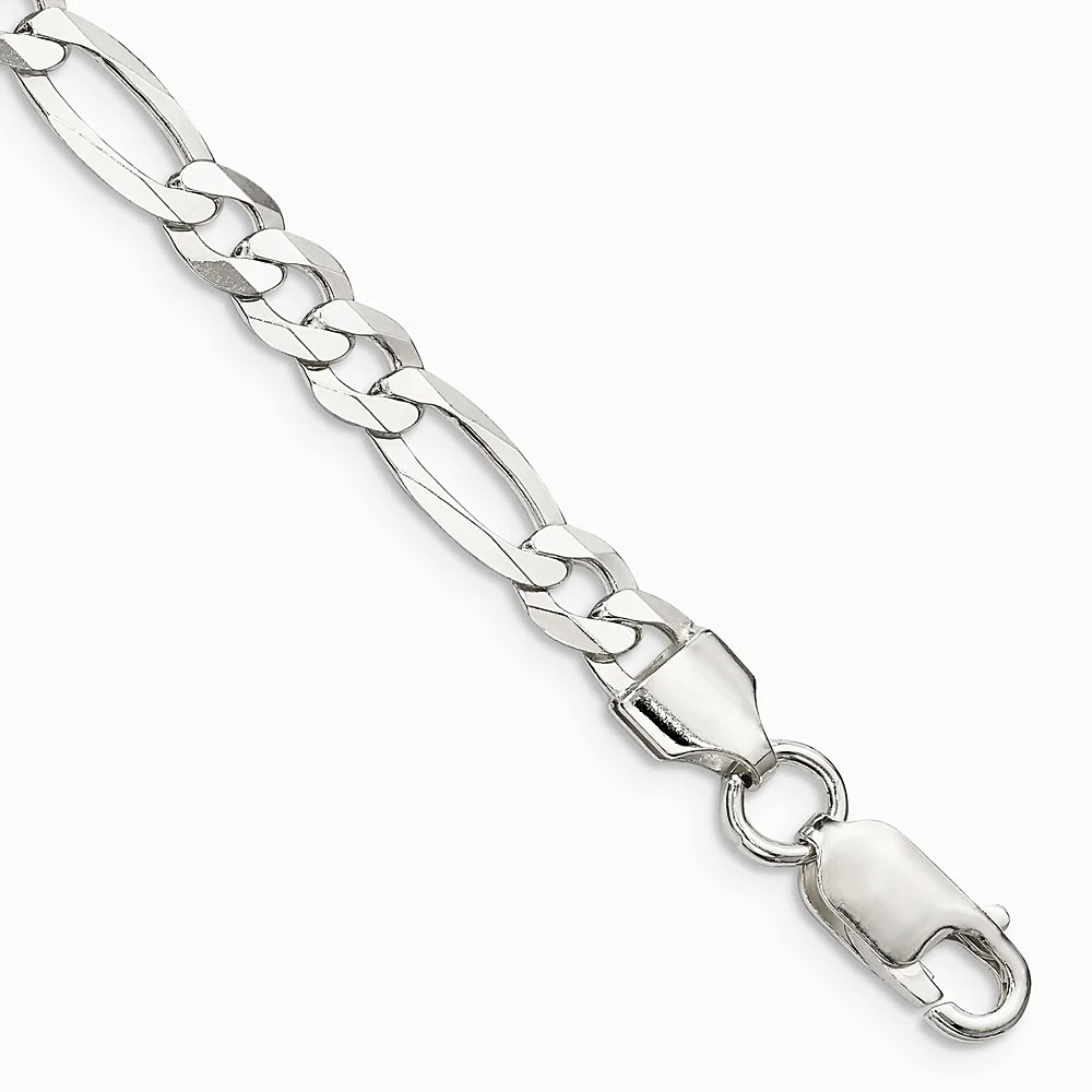 Sterling Silver 5.5mm Lightweight Flat Figaro Chain Bracelet 7″-9″