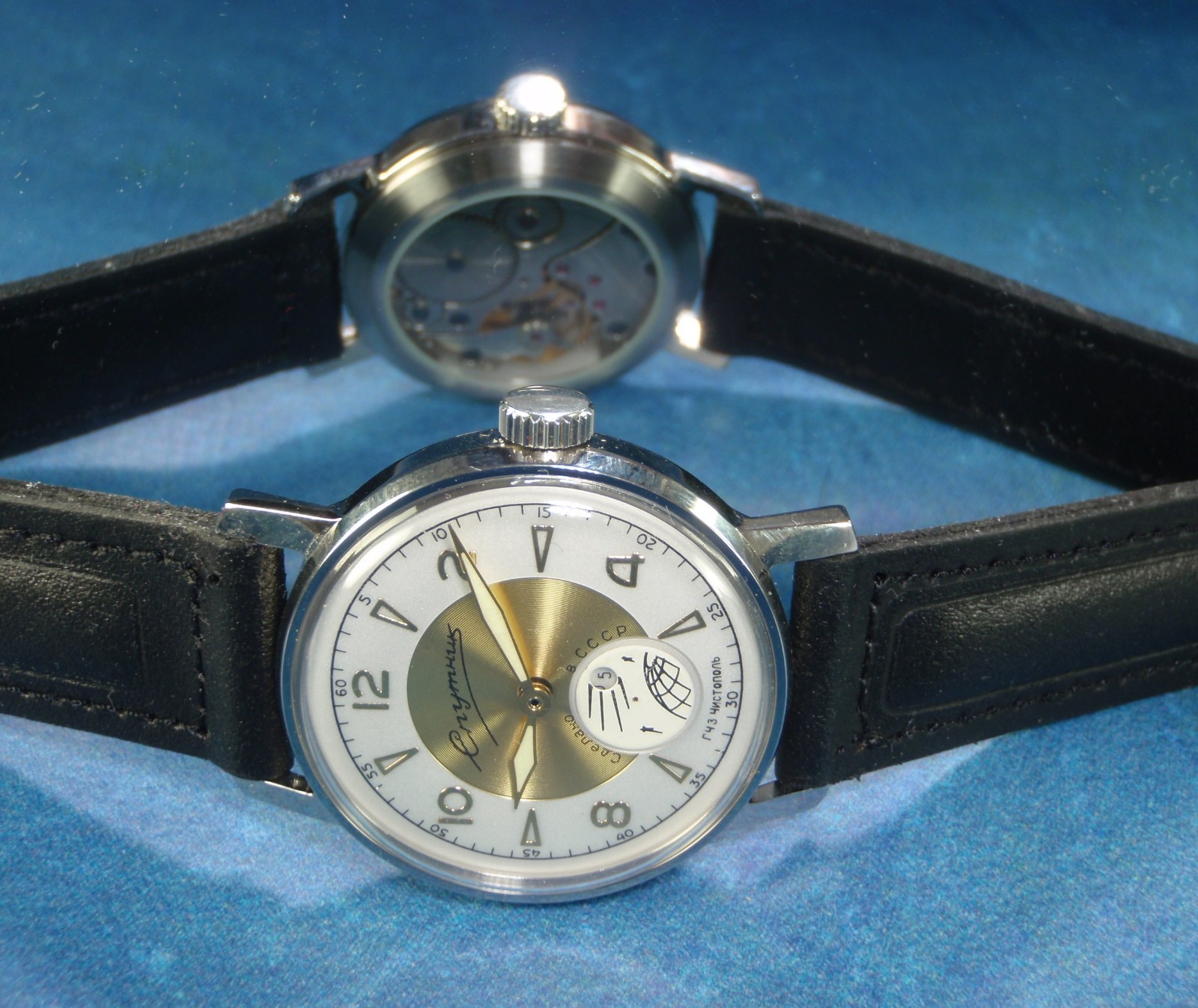 POBEDA SPUTNIK1970s USSR Satellite Globe KIROVSKIE Mechanical Watch Old Excelle