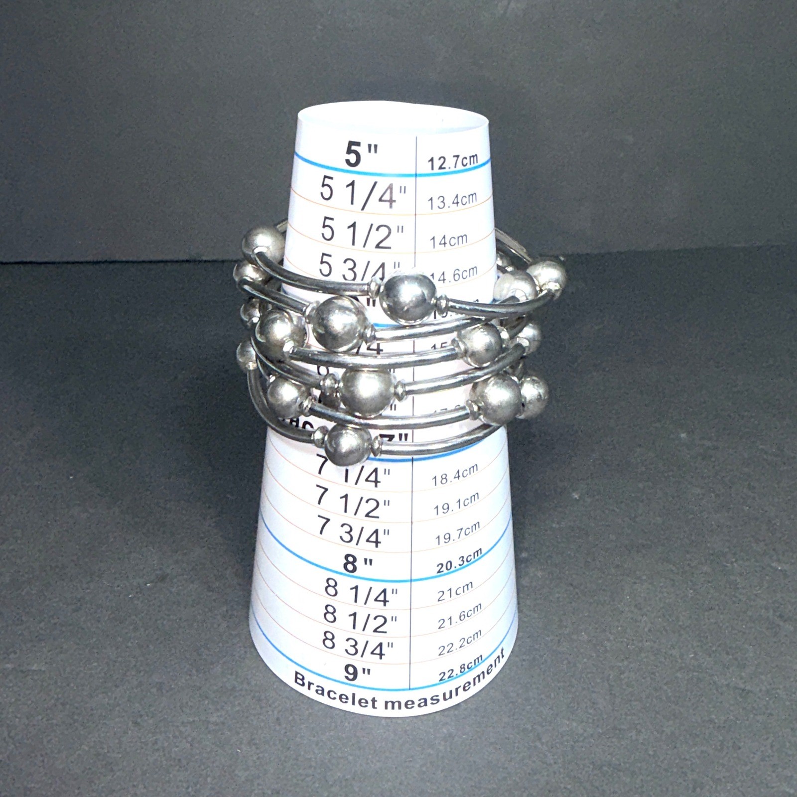 Cookie Lee Silver Tone Bead and Bar Stretch Bracelets Set of 6 Stackable