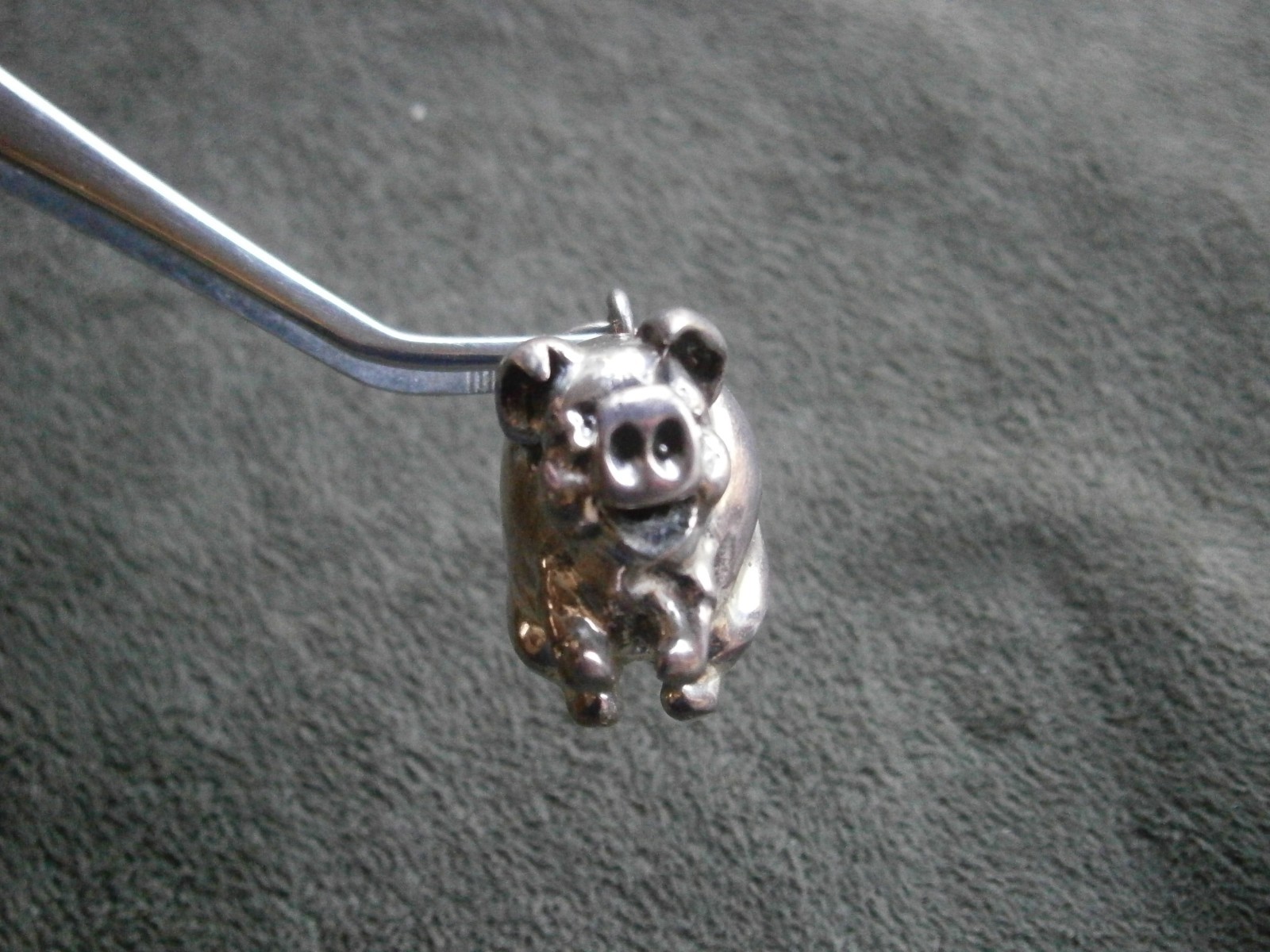 Large Heavy Pig Vintage Solid Sterling Silver Bracelet Charm Pendant 12.0g